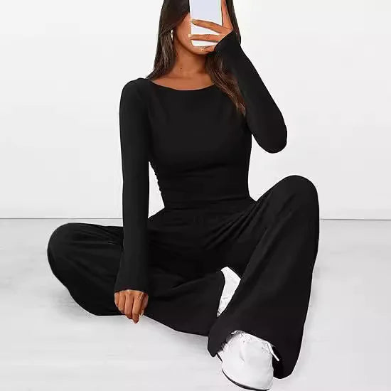 Casual Suit Long-sleeved T-shirt Wide-leg Pants