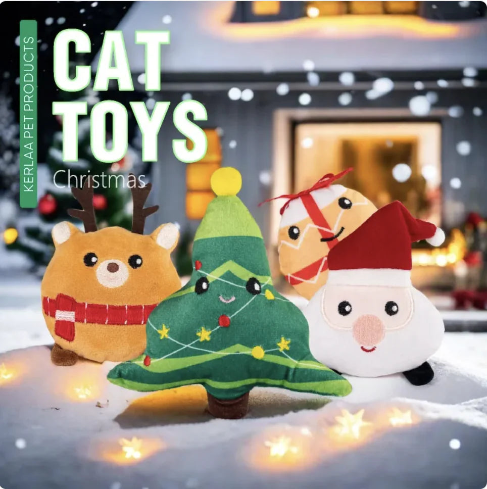 Festive Cat Plush Toy with Catnip - Perfect Holiday Gift for Cats