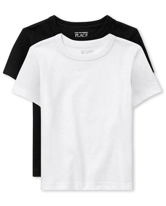 The Children's Place Baby-Boys and Toddler Basic Short Sleeve Tee 5T Black/White 2-pack