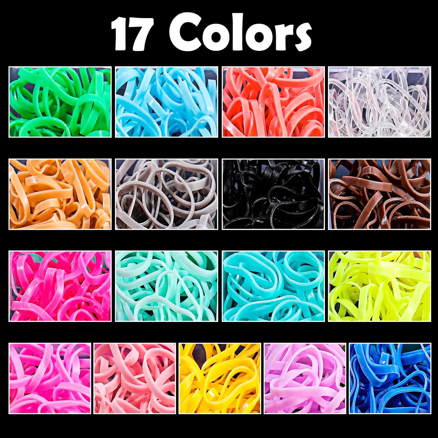 Hair Ties, 17 Colors Elastic Hair Rubber Bands, 2000 Pcs Baby Hair Ties with Hair Styling Tools Organizer Box for Girls, Women, Toddler Neutral Multicolor