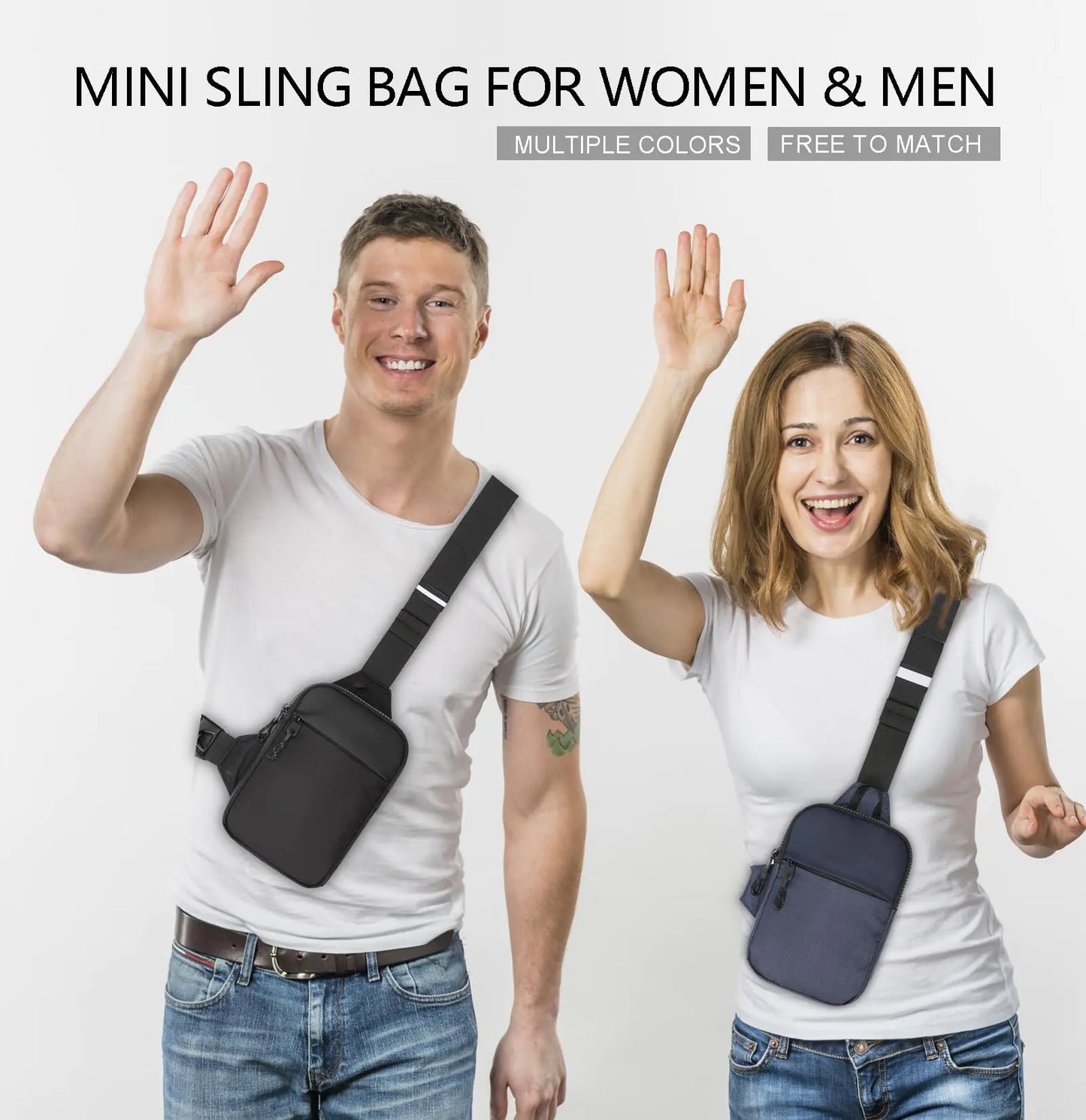 Mini Sling Bag for Men and Women, Small Crossbody Bag Trendy, Casual Waterproof Phone Chest Bag for Travel Nave Blue