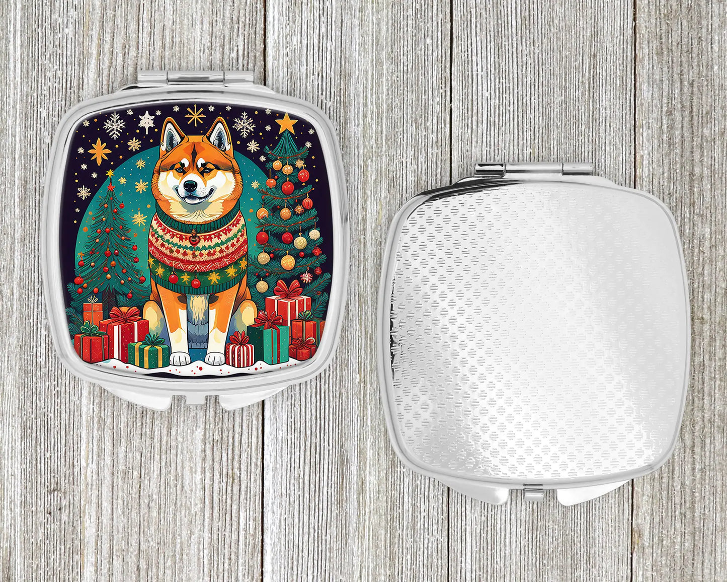 Akita Christmas Compact Mirror