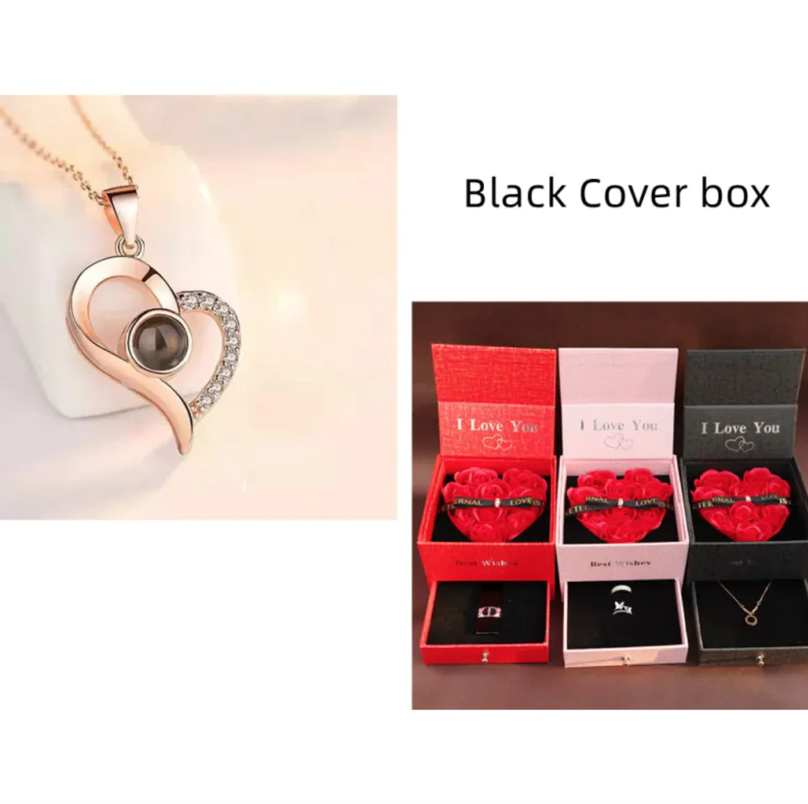 Metal Rose Jewelry Gift Box Necklace