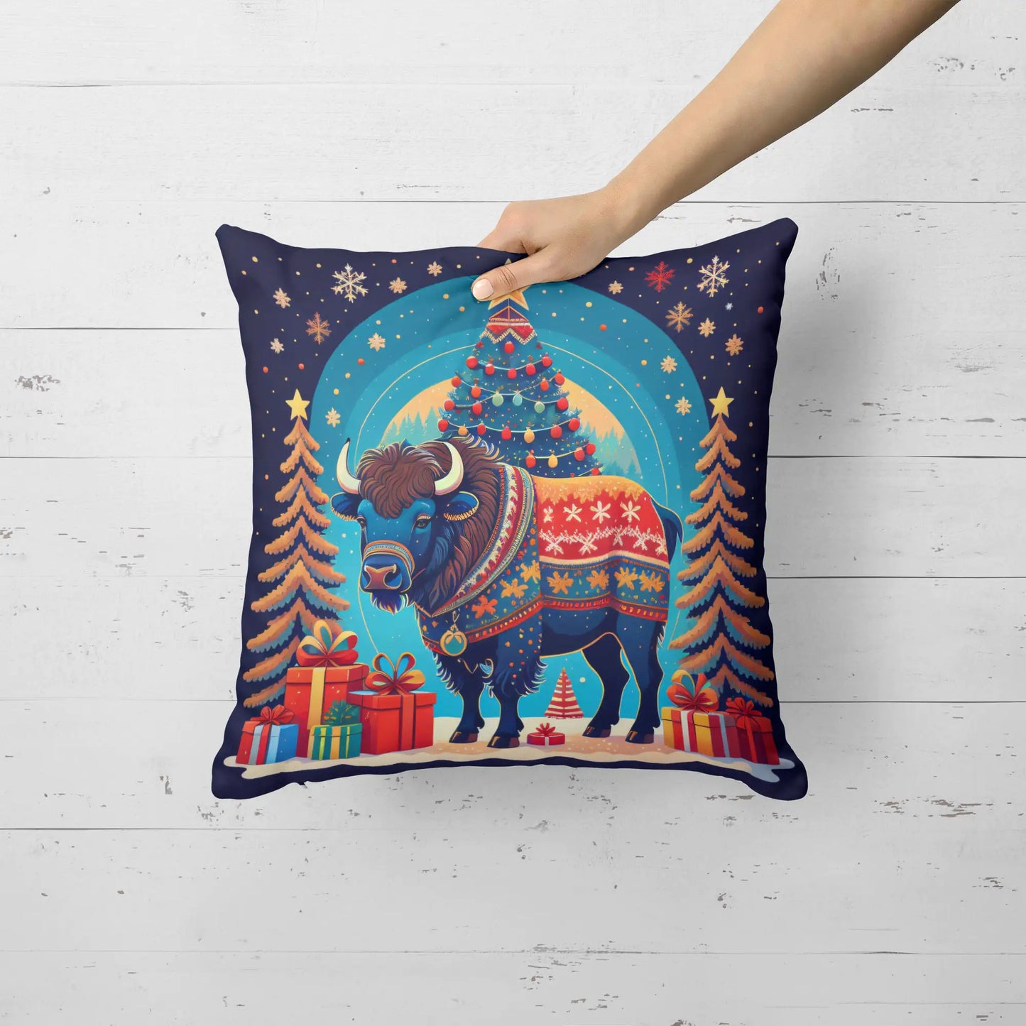 Buffalo Christmas Throw Pillow