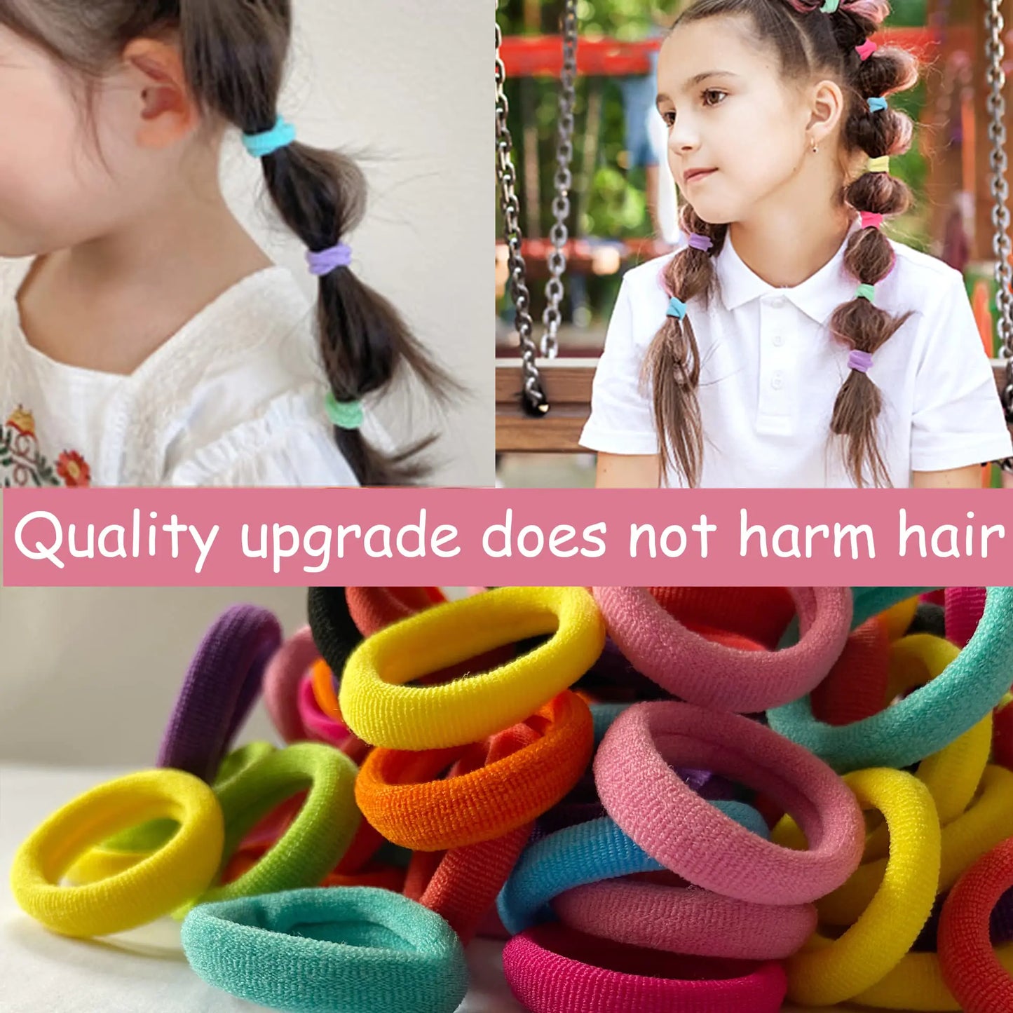 100 Pcs Baby Hair Ties, Seamless Cotton Toddler Hair Ties for Girls and Kids, Multicolor Small Soft Hair Elastics Ponytail Holders(10Colors) A-mixed color