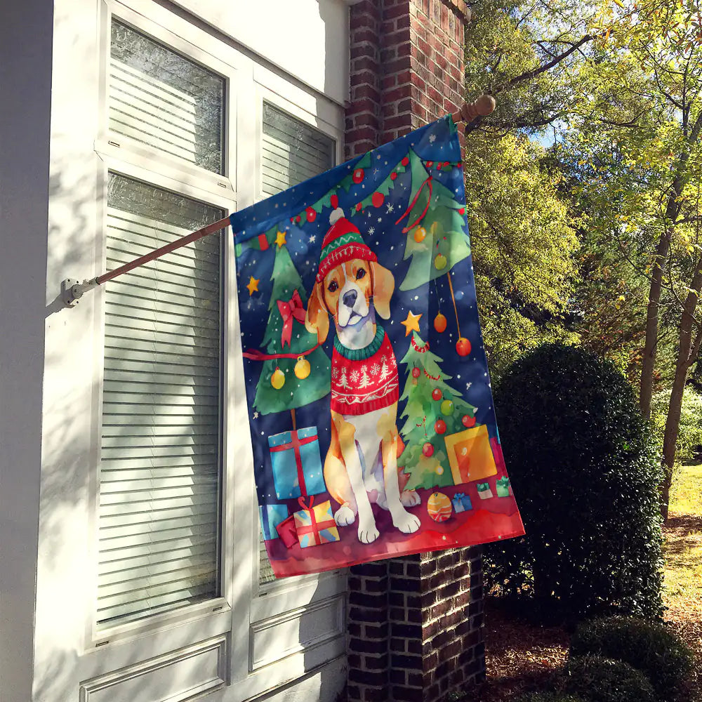 Beagle Christmas House Flag