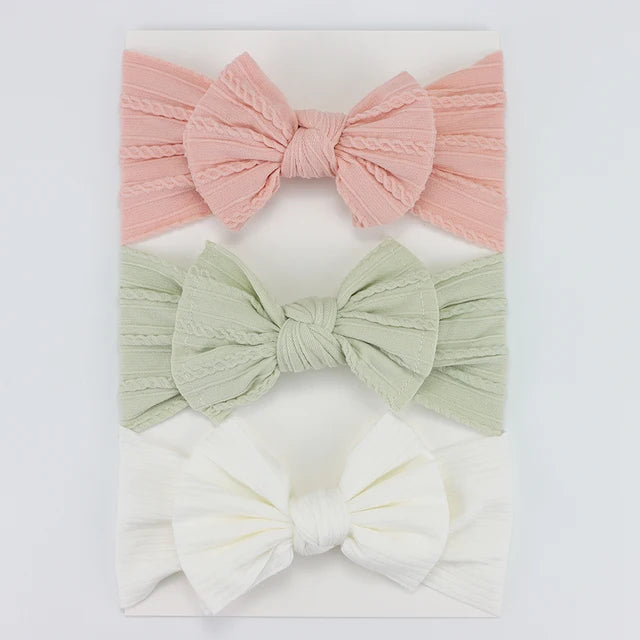 3Pcs/Lot Knit Baby Headband Bow Set