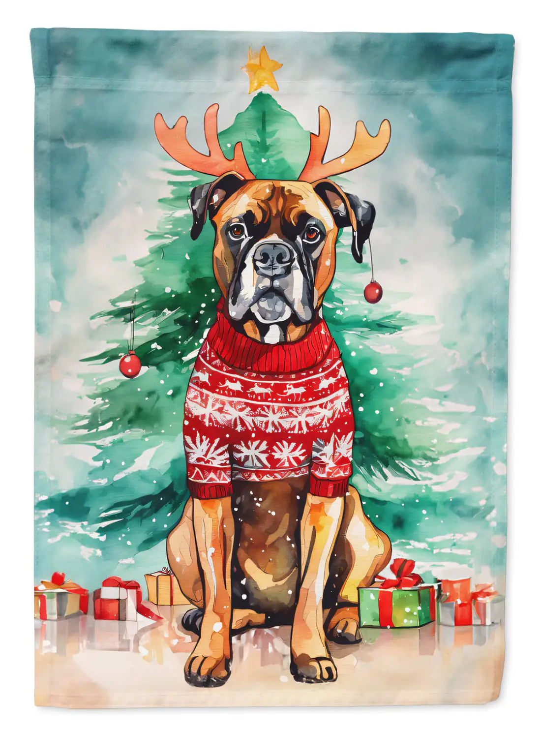 Boxer Christmas Garden Flag