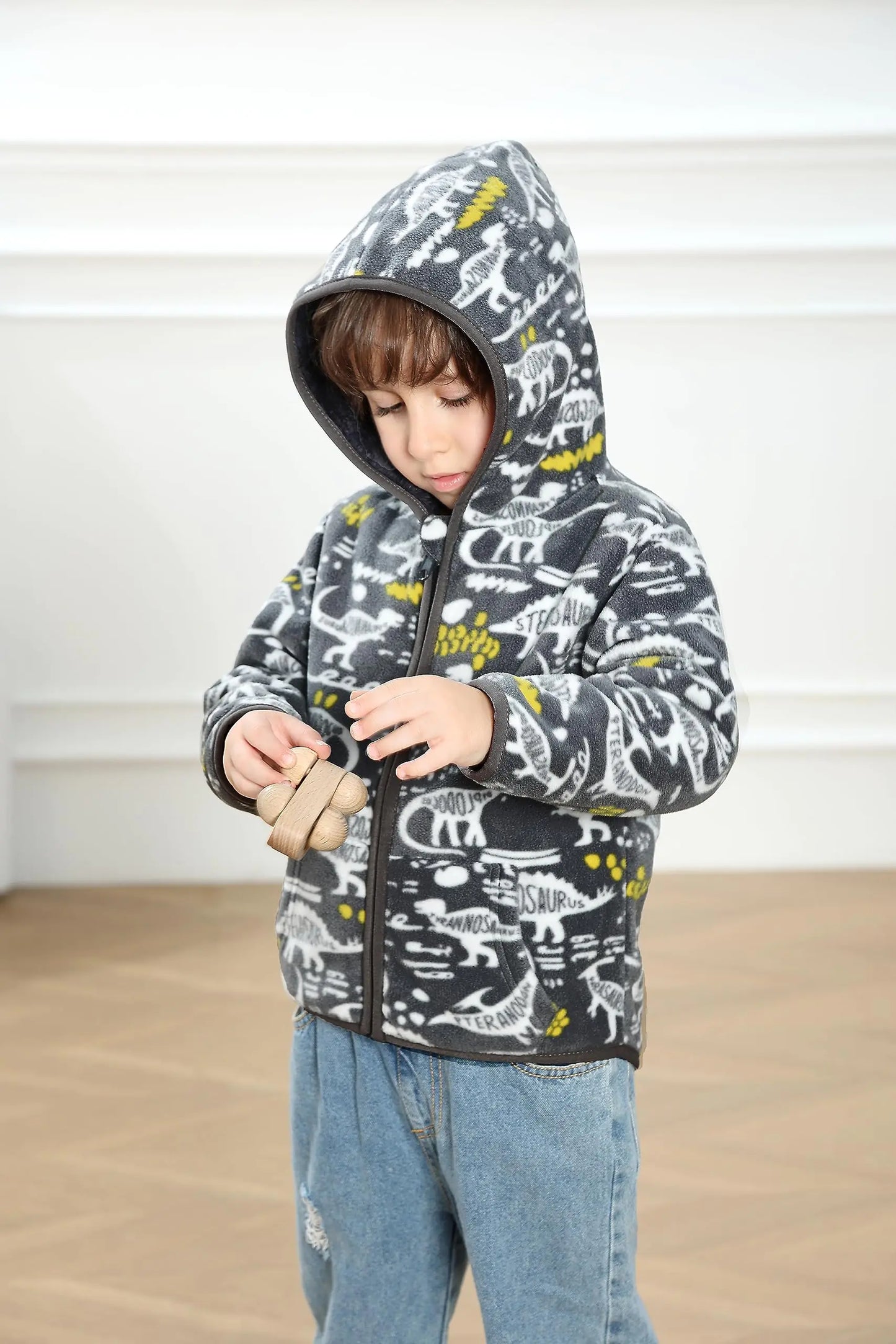 Feidoog Toddler Fleece Jacket Baby Boys Girls Hooded Waterproof Zipper Long Sleeve Thick Warm Outerwear 2-3T Graffiti