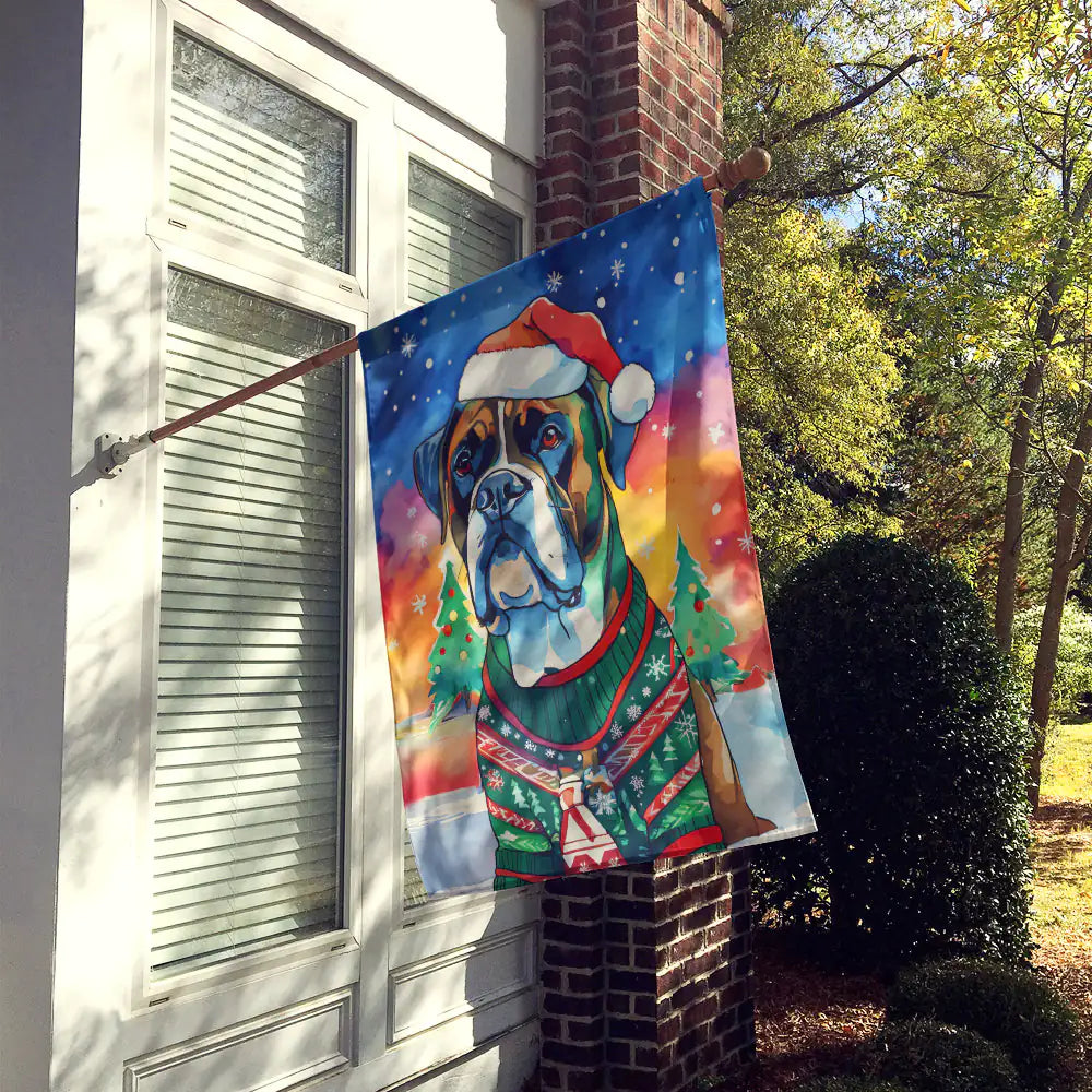 Boxer Christmas House Flag