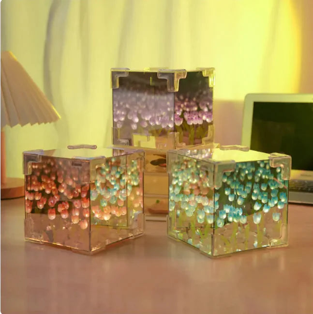 Bloom Cube 3D Tulip Night Light