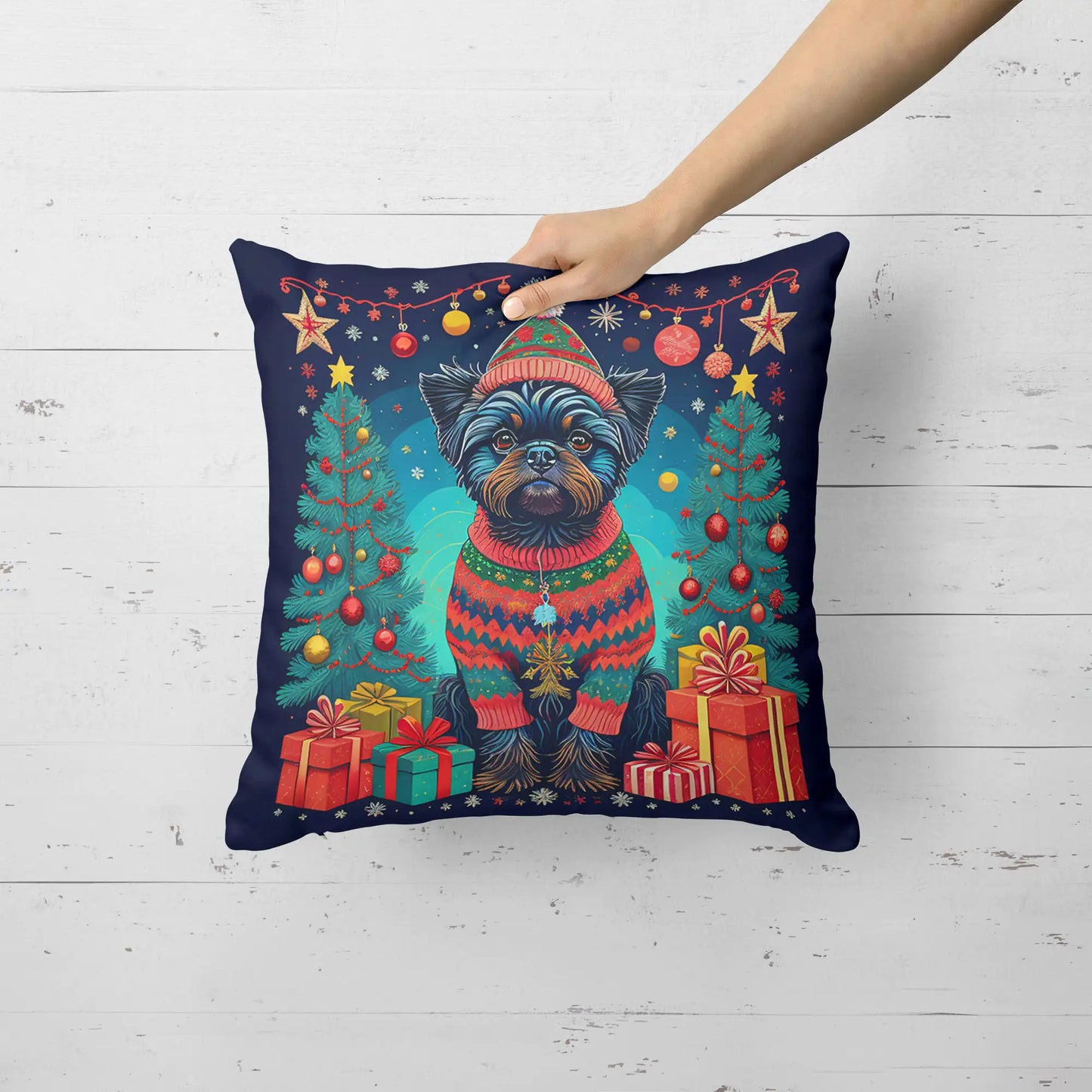 Affenpinscher Christmas Throw Pillow