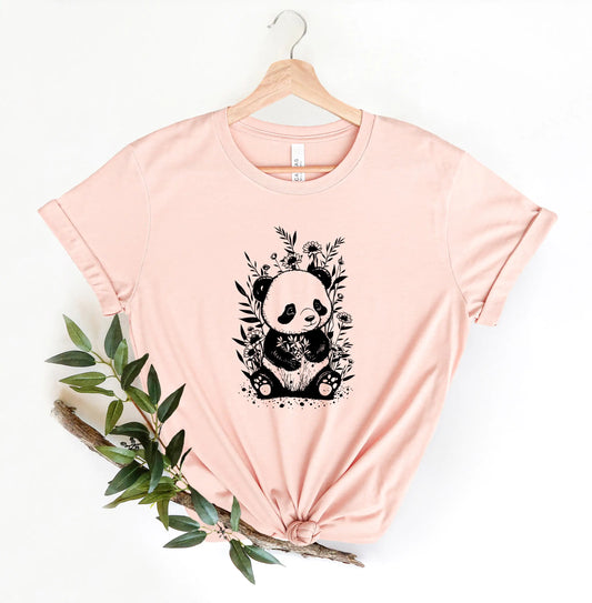 Boho Baby Floral Panda Shirt for Women, Unisex Fit, Panda Lover Tee