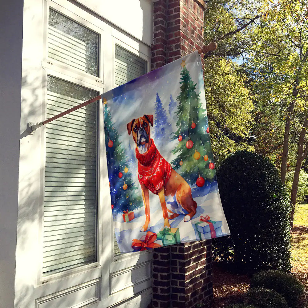 Boxer Christmas House Flag