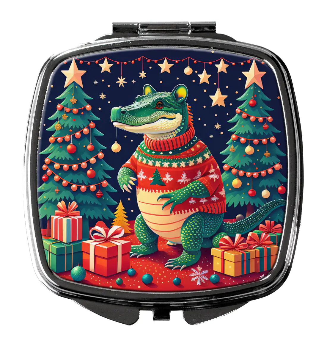 Alligator Christmas Compact Mirror