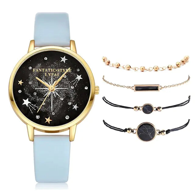 Lvpai Brand 5pcs Fashion New Bracelet Watch Set