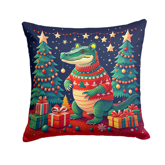 Alligator Christmas Throw Pillow