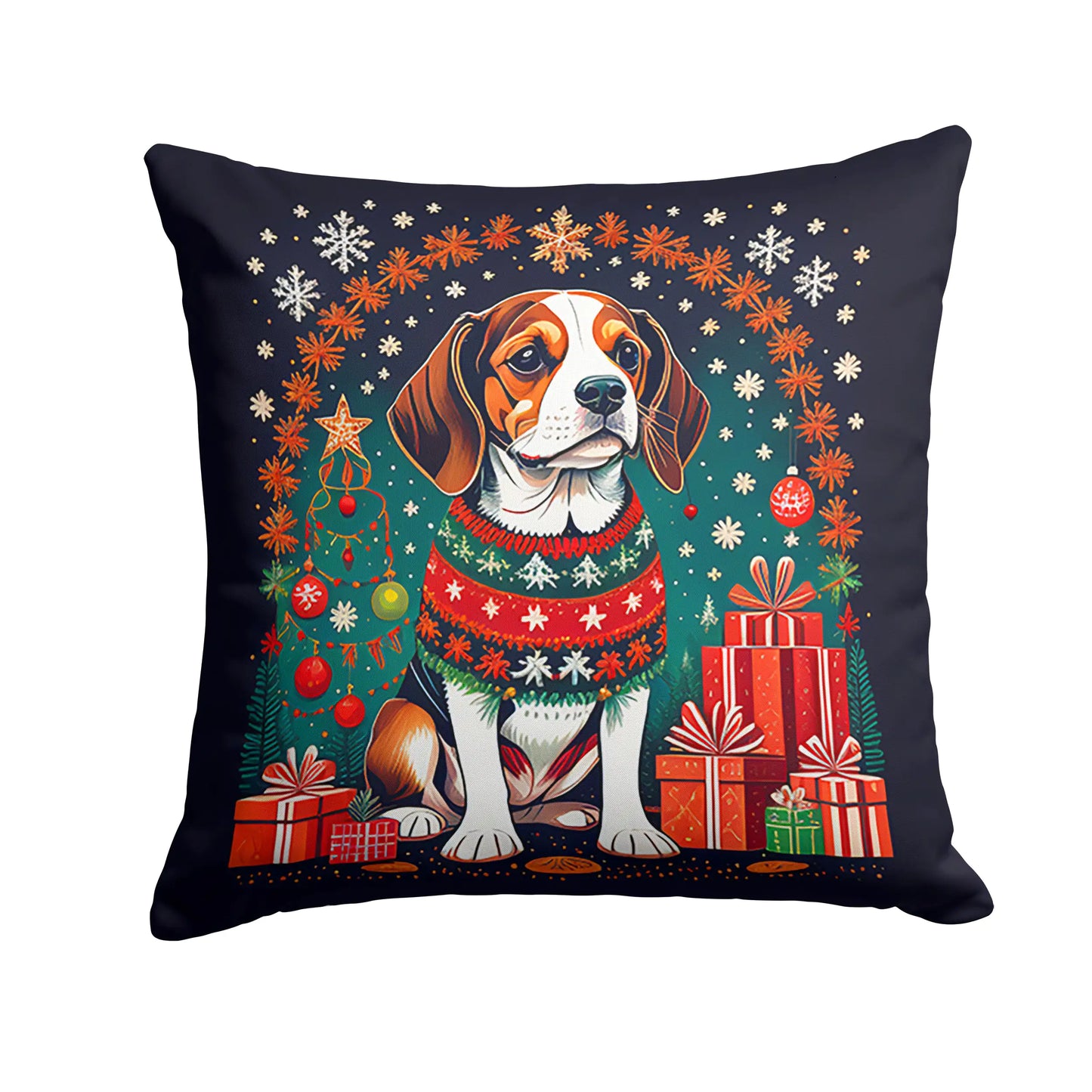 Beagle Christmas Throw Pillow