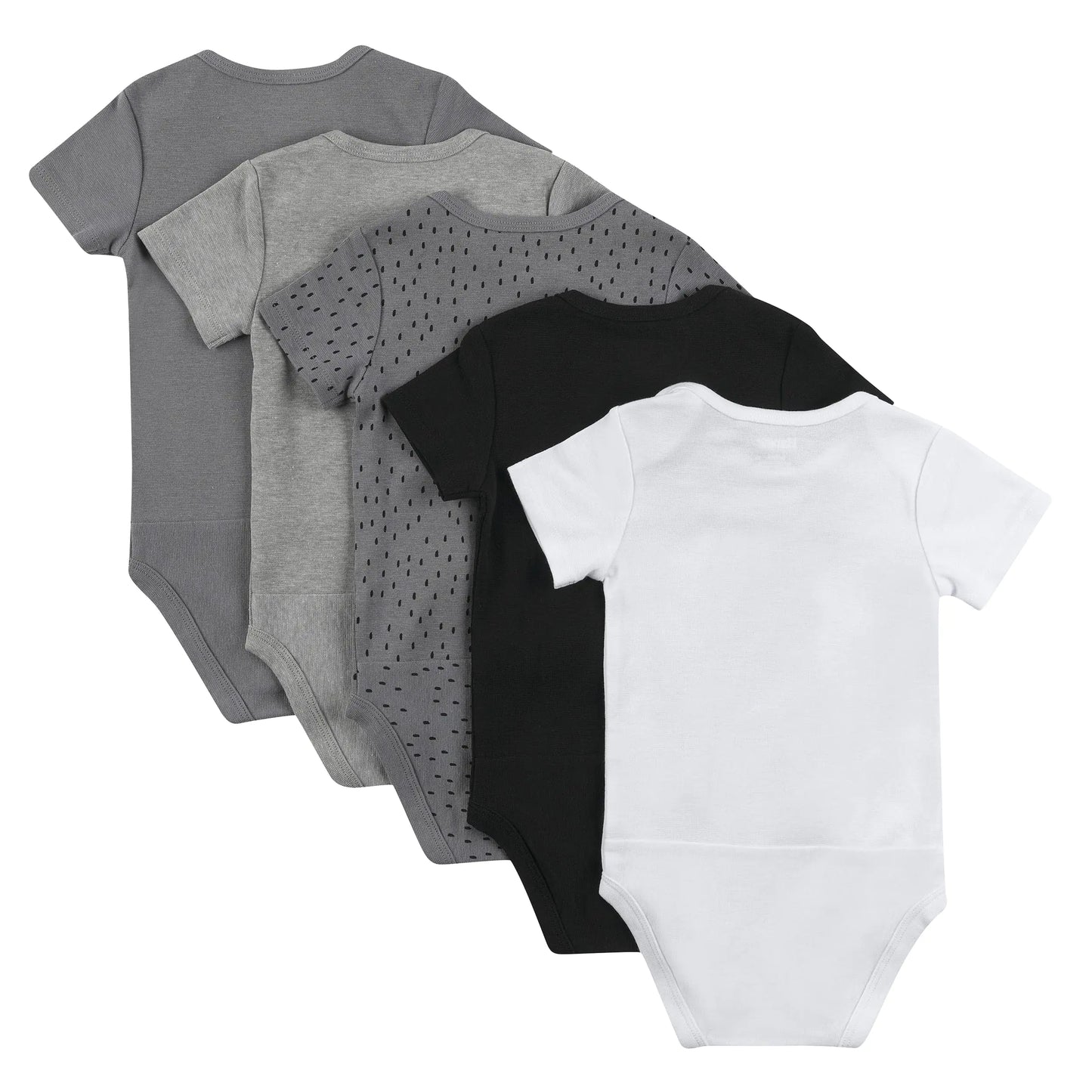 Hanes Baby and Toddler Ultimate Flexy Short Sleeve Bodysuit (5 Pack) 18-24 Months Grey/Black