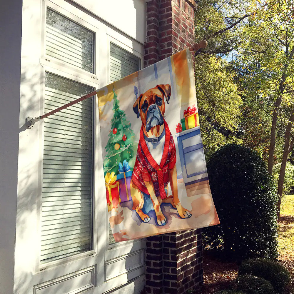 Boxer Christmas House Flag