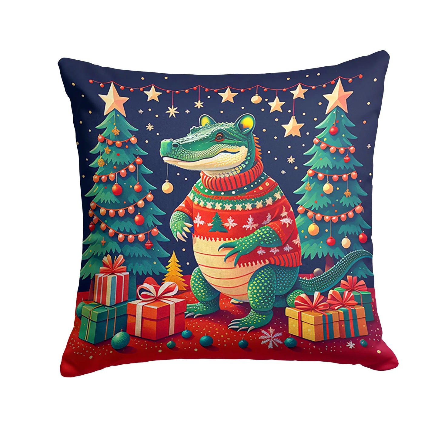 Alligator Christmas Throw Pillow