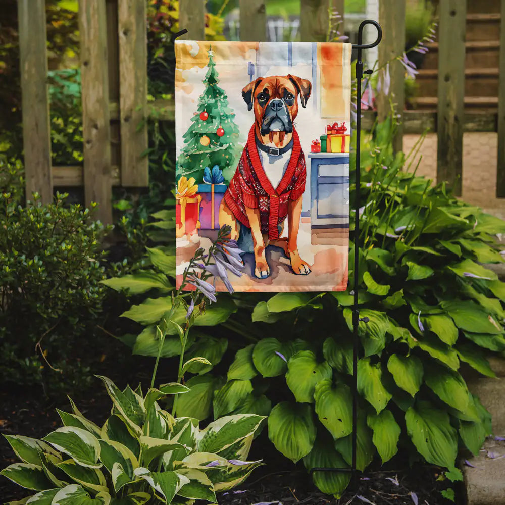 Boxer Christmas Garden Flag