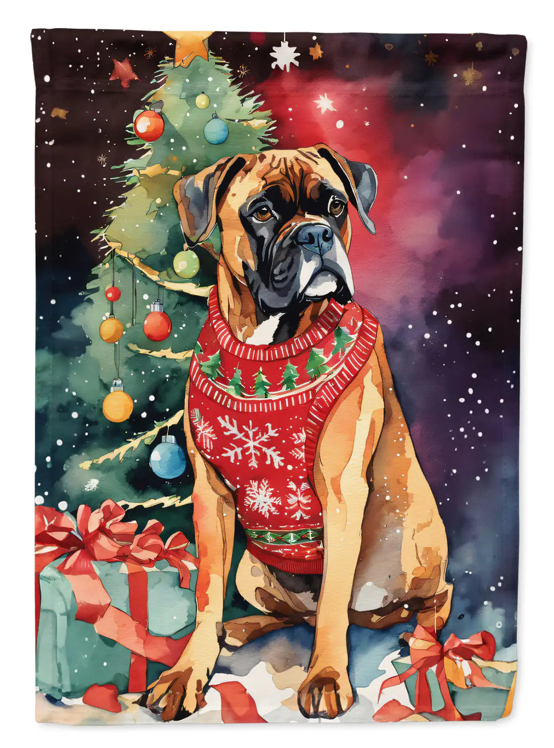 Boxer Christmas Garden Flag