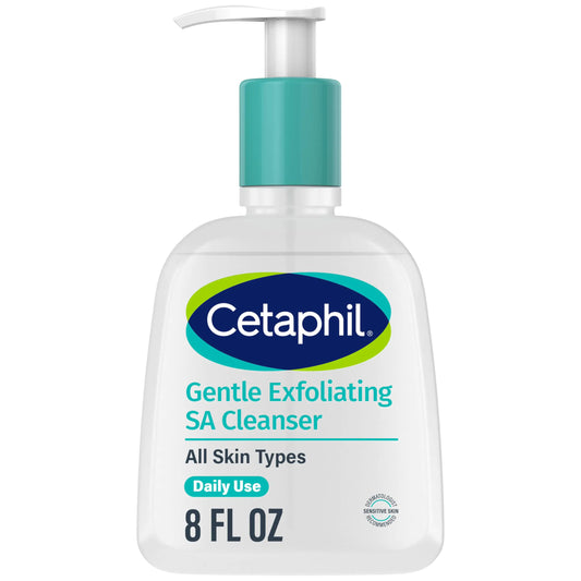 Cetaphil Gentle Exfoliating SA Cleanser, Foaming Gel Cleanser for All Skin Types, 8 Oz Pump Bottle, Salicylic Acid, Mandelic Acid & Gluconolactone, Gently Exfoliates, Dermatologist Recommended Brand