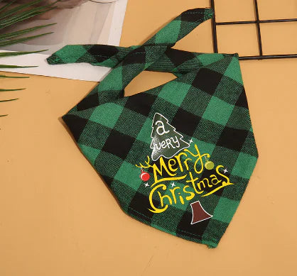 Pet Christmas Plaid Bandanas