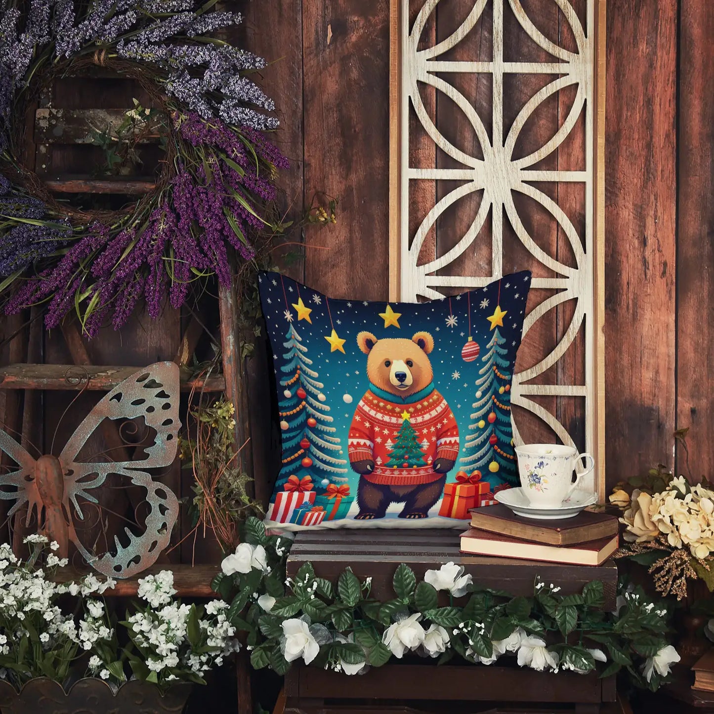 Bear Christmas Throw Pillow