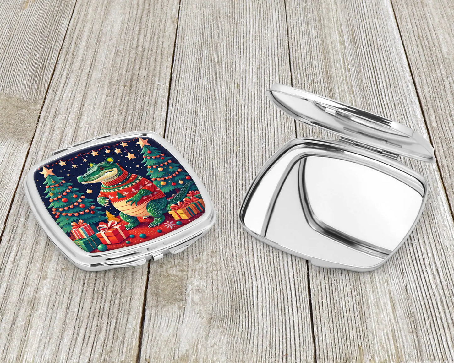 Alligator Christmas Compact Mirror