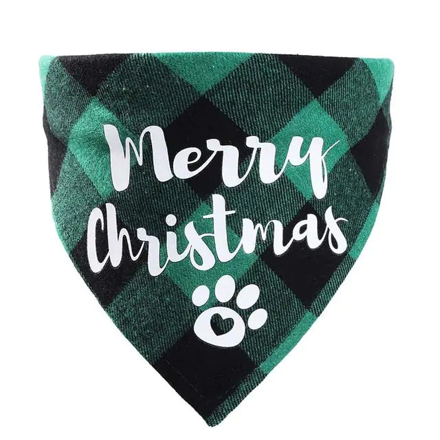 Pet Christmas Plaid Bandanas