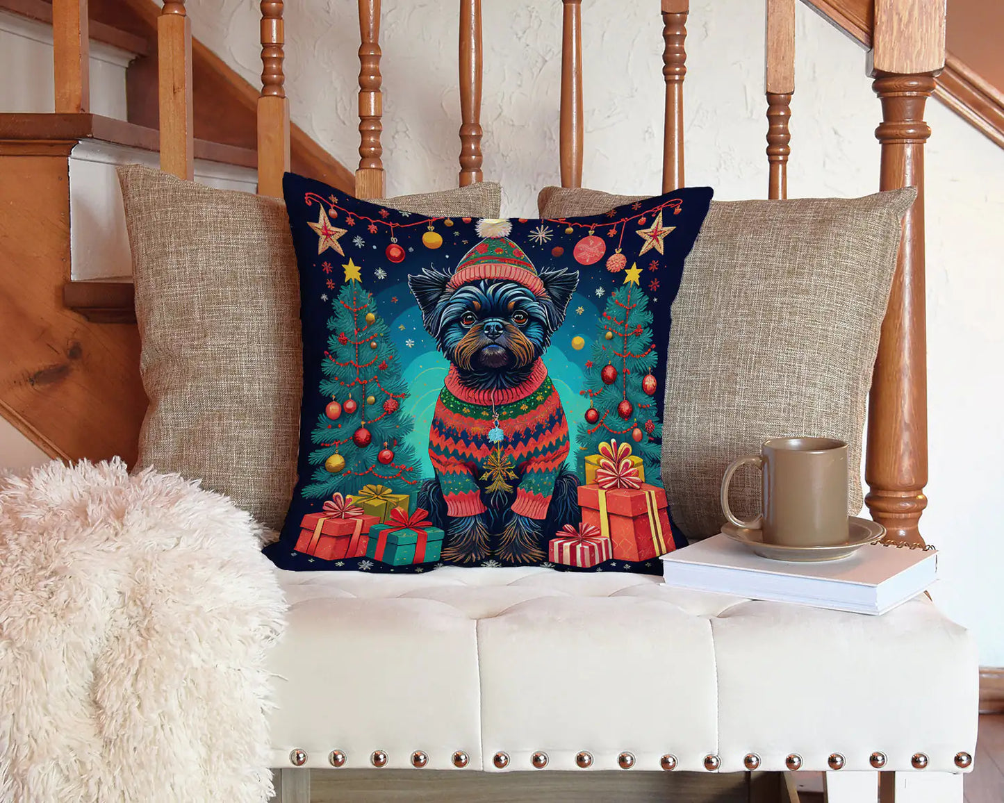 Affenpinscher Christmas Throw Pillow