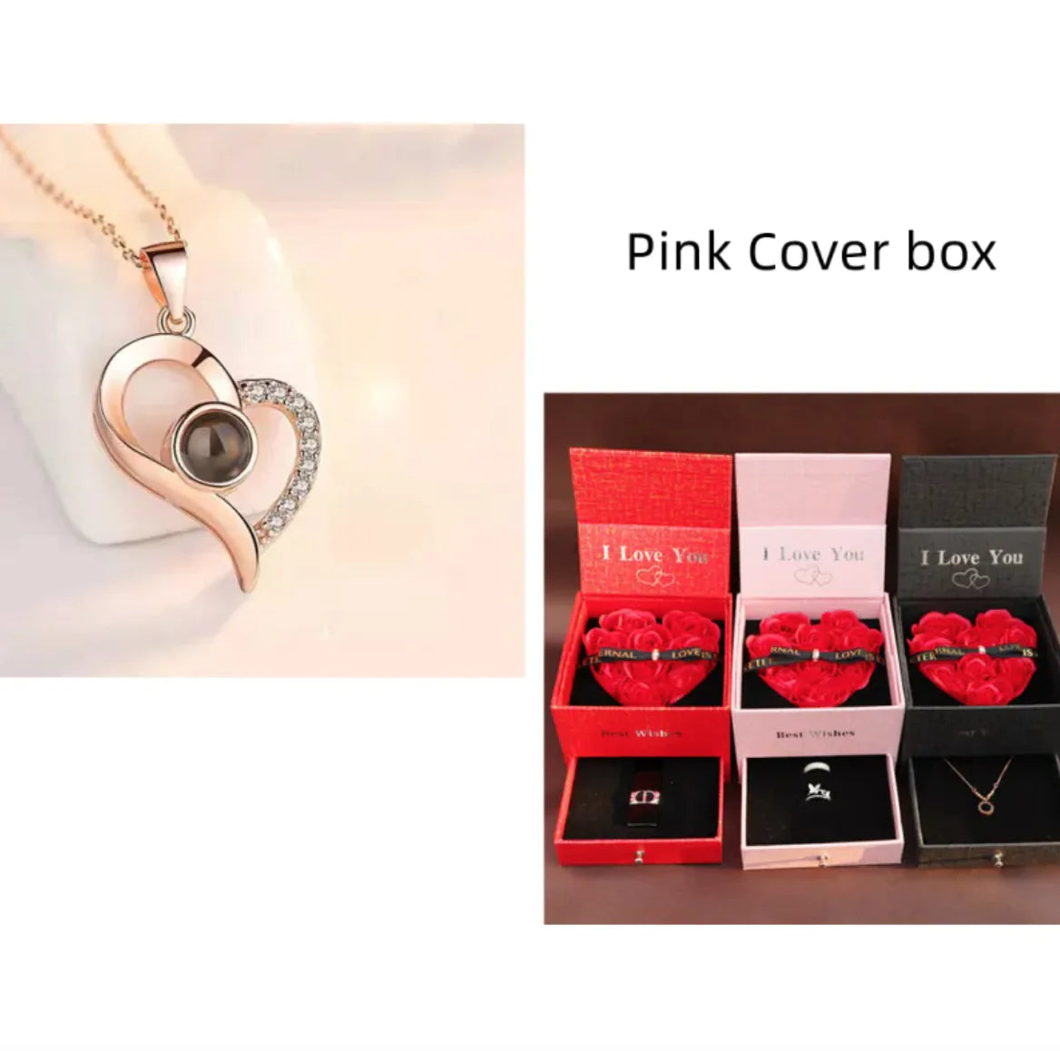 Metal Rose Jewelry Gift Box Necklace