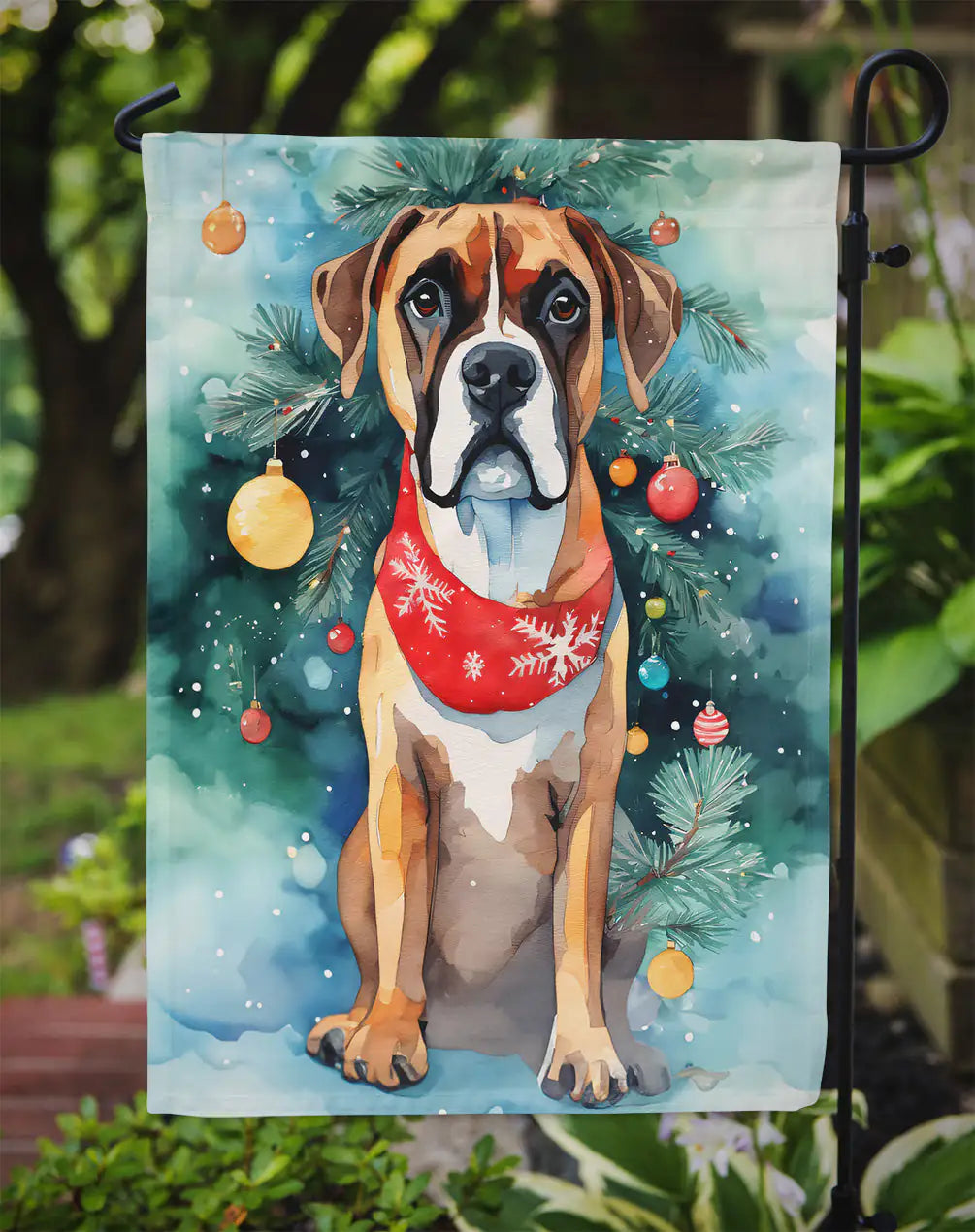 Boxer Christmas Garden Flag