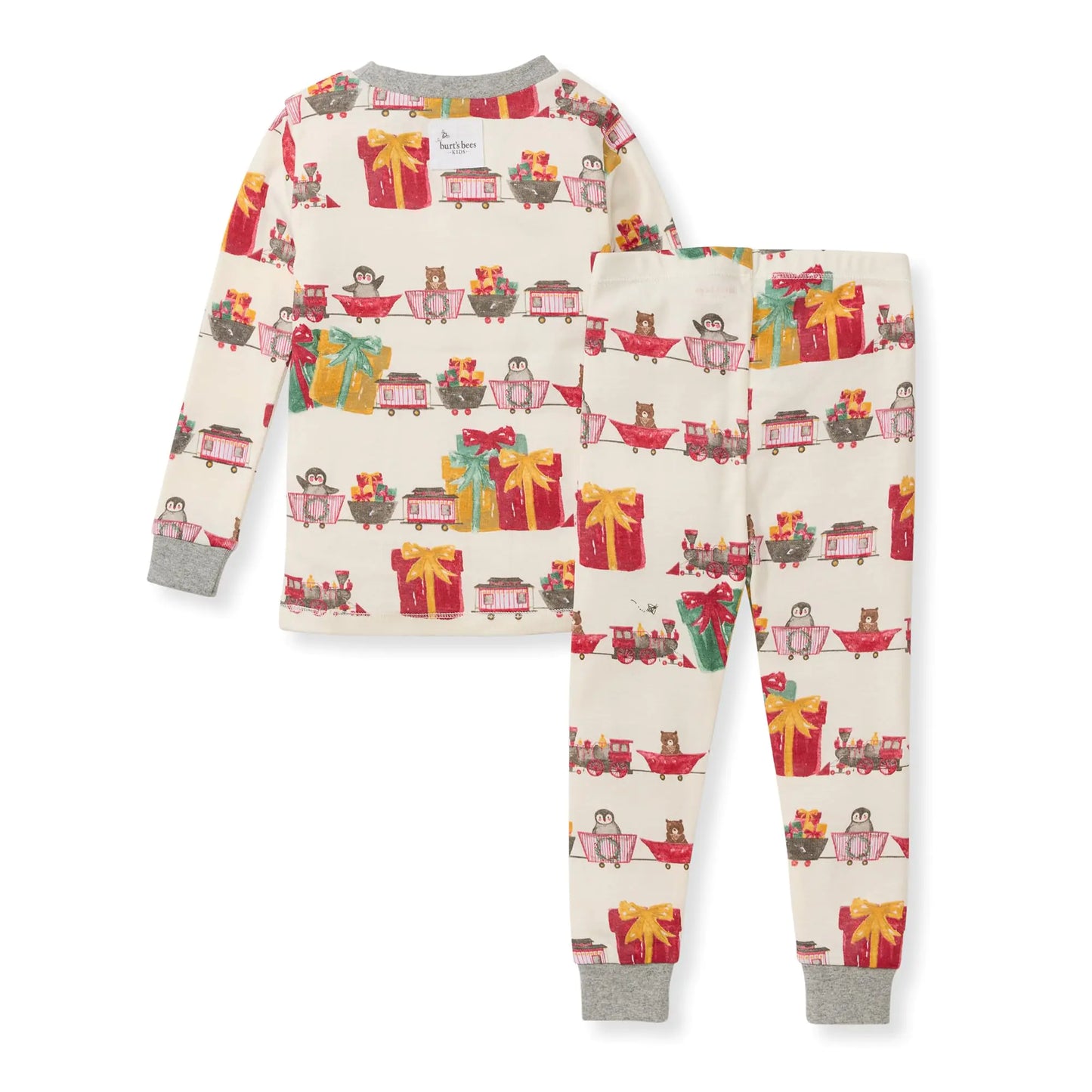 Burt's Bees Baby Baby Boys' Pajamas, Tee and Pant 2-Piece Pj Set, 100% Organic Cotton 4T Holiday Train 1