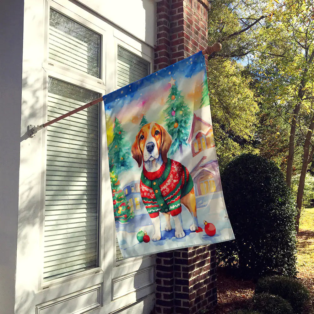 Beagle Christmas House Flag