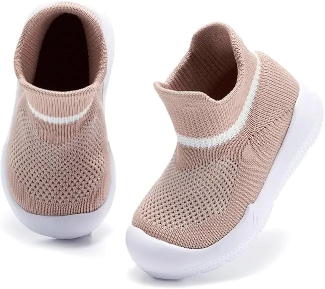 MORENDL Baby Sock Shoes Toddler Walking Shoes Infant Slippers Boys & Girls Non-Slip Sneakers 8 Toddler Beige