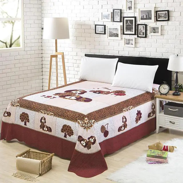 Chic Red Blossom Flowers Printed Watercolor Bed Sheet