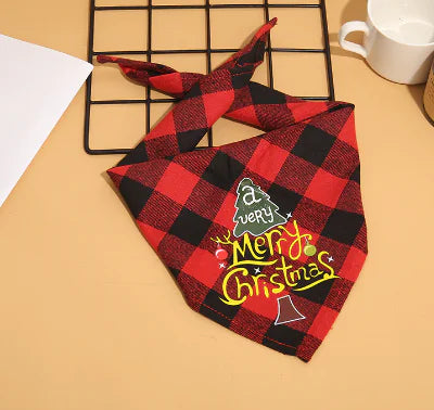 Pet Christmas Plaid Bandanas