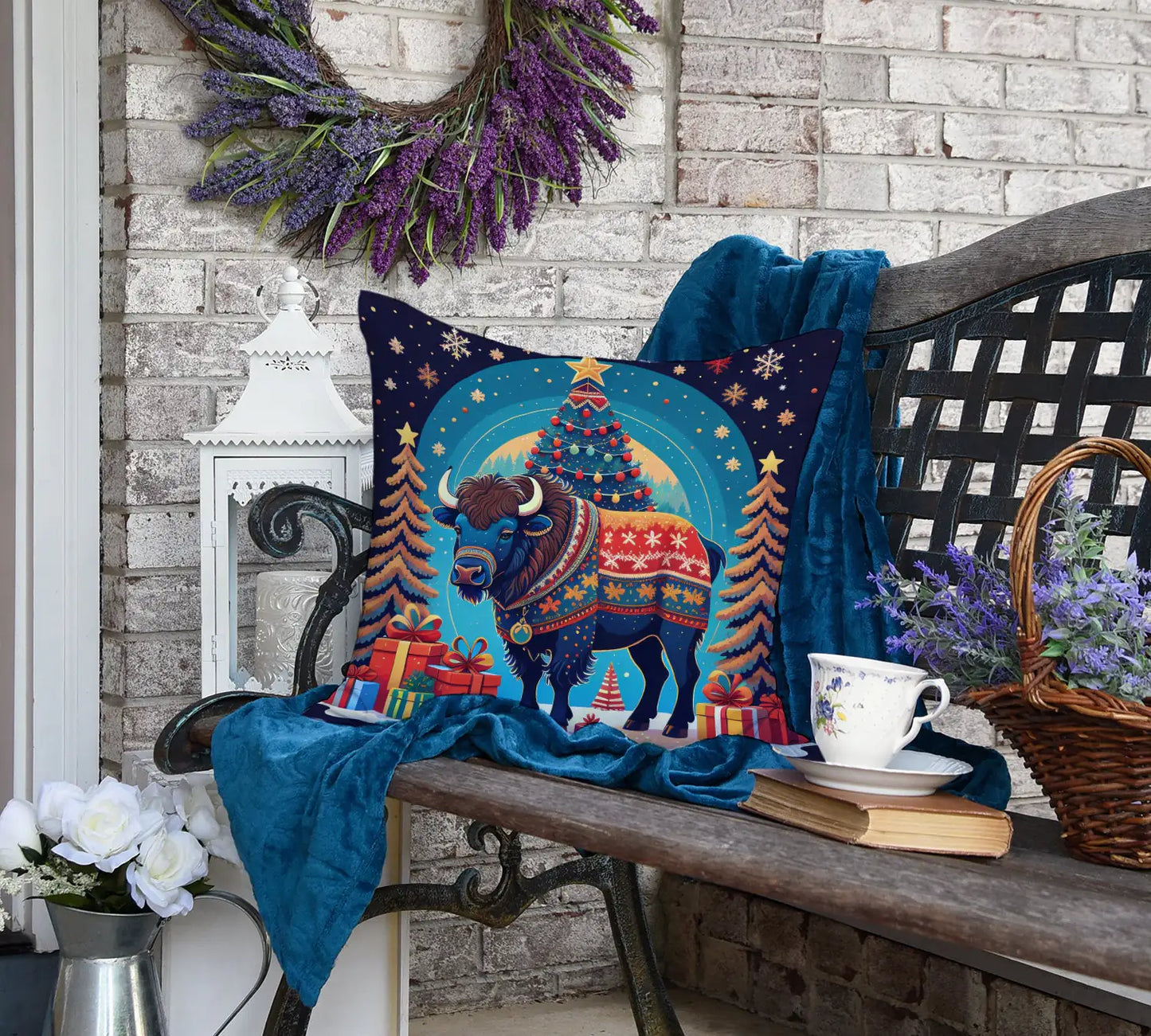 Buffalo Christmas Throw Pillow