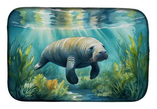 Manatee in a Seagrass Bed Dish Drying Mat