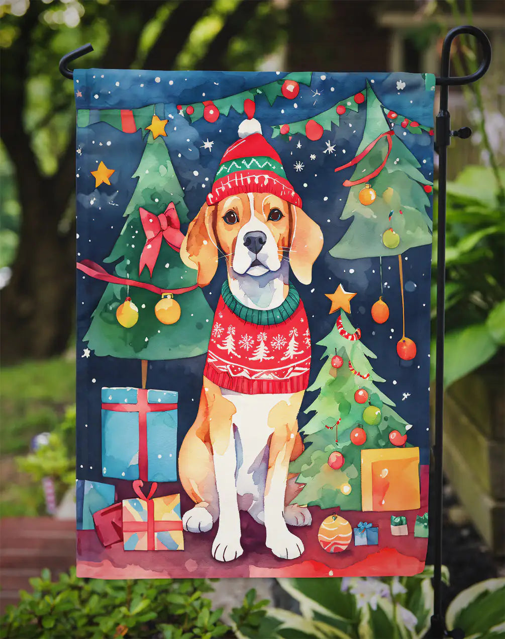 Beagle Christmas Garden Flag