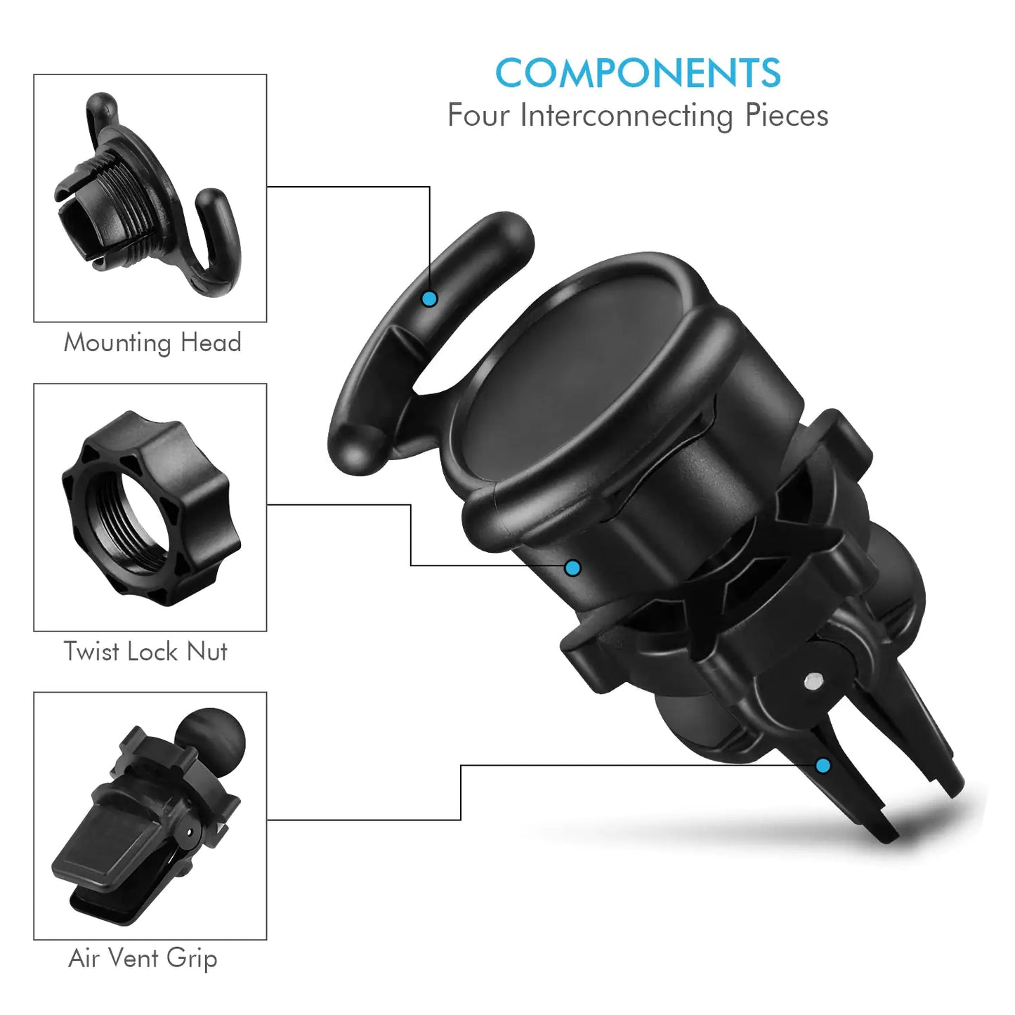 Air Vent Mount Phone Holder with Adjustable Switch Lock for Popsocket