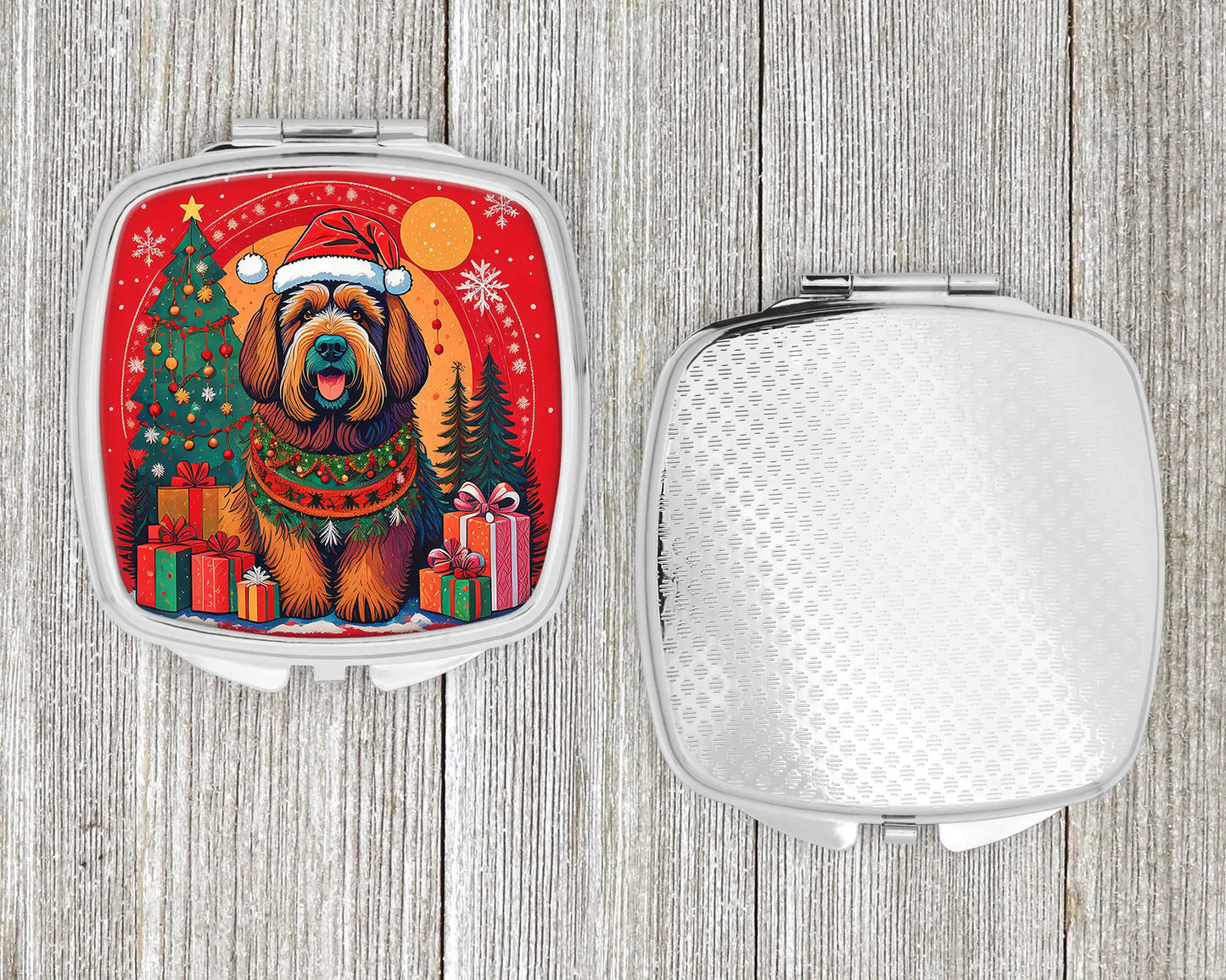 Briard Christmas Compact Mirror