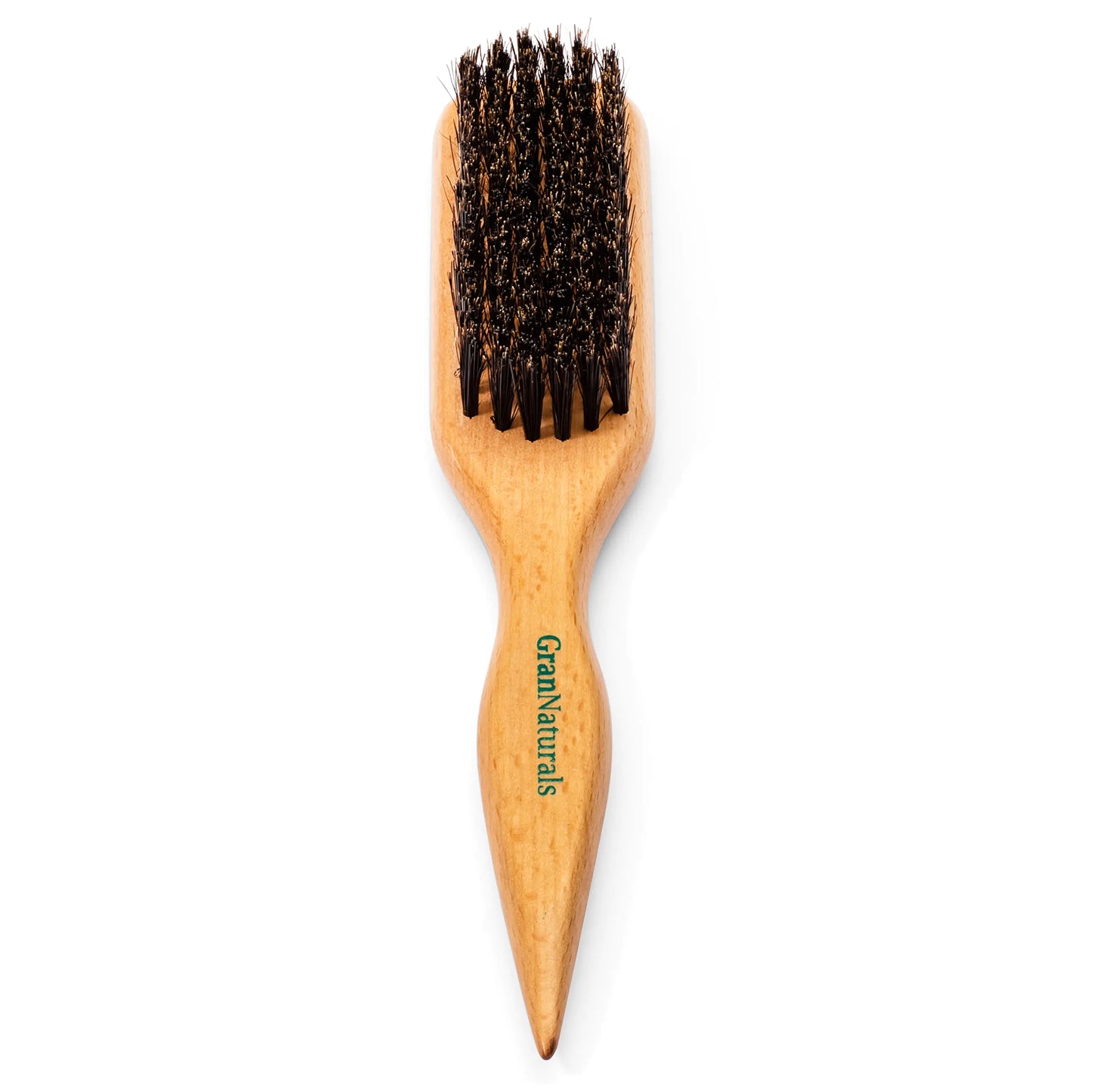 GranNaturals Boar Bristle Slick Back Hair Brush for Sleek Ponytail Bun & Smoothing Baby Hairs, Flyaways, Edge Control - Backcombing & Teasing Hairbrush with Wide Rat Tail for Sectioning & Parting