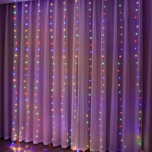 Christmas Lights Curtain Garland