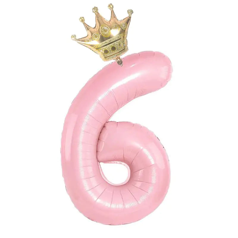 32inch Pastel Baby Blue Pink Foil Number Balloon With Crown 1 2 3 4 5 6 7  Birthday Party Baby Shower Wedding Decoration