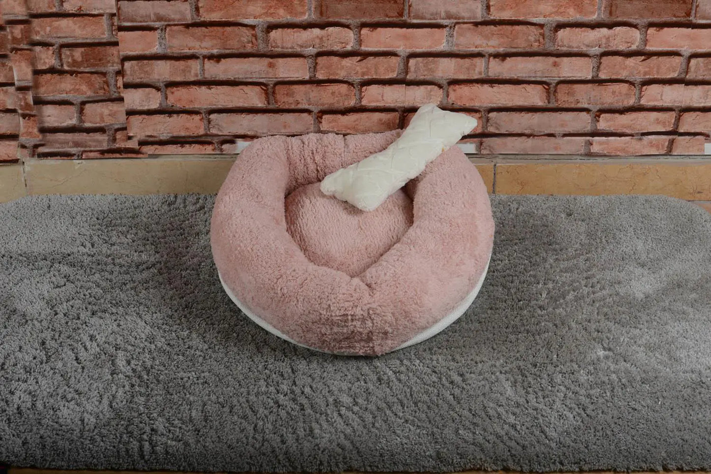 Cookie Pet Sherpa Fleece Washable Round Dog Cat Bed, 50 Cm, Light Powder