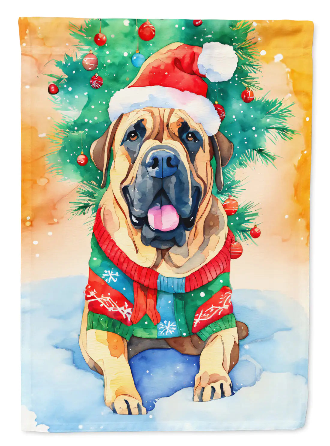 Bullmastiff Christmas Garden Flag